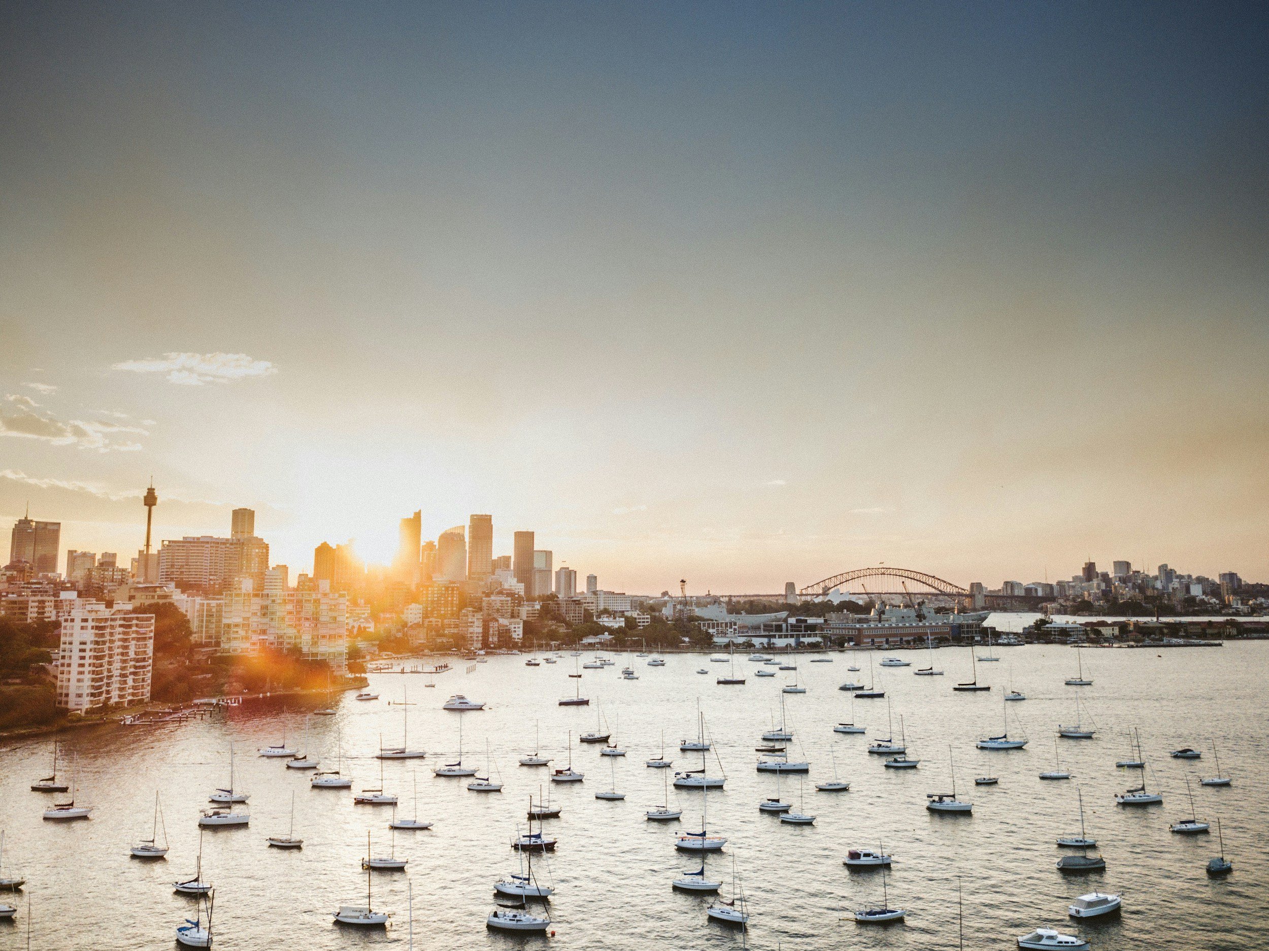 Sydney harbour panorama with city skyline